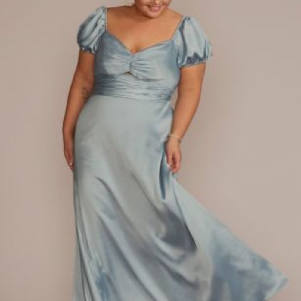 Puff Sleeve Satin Gown